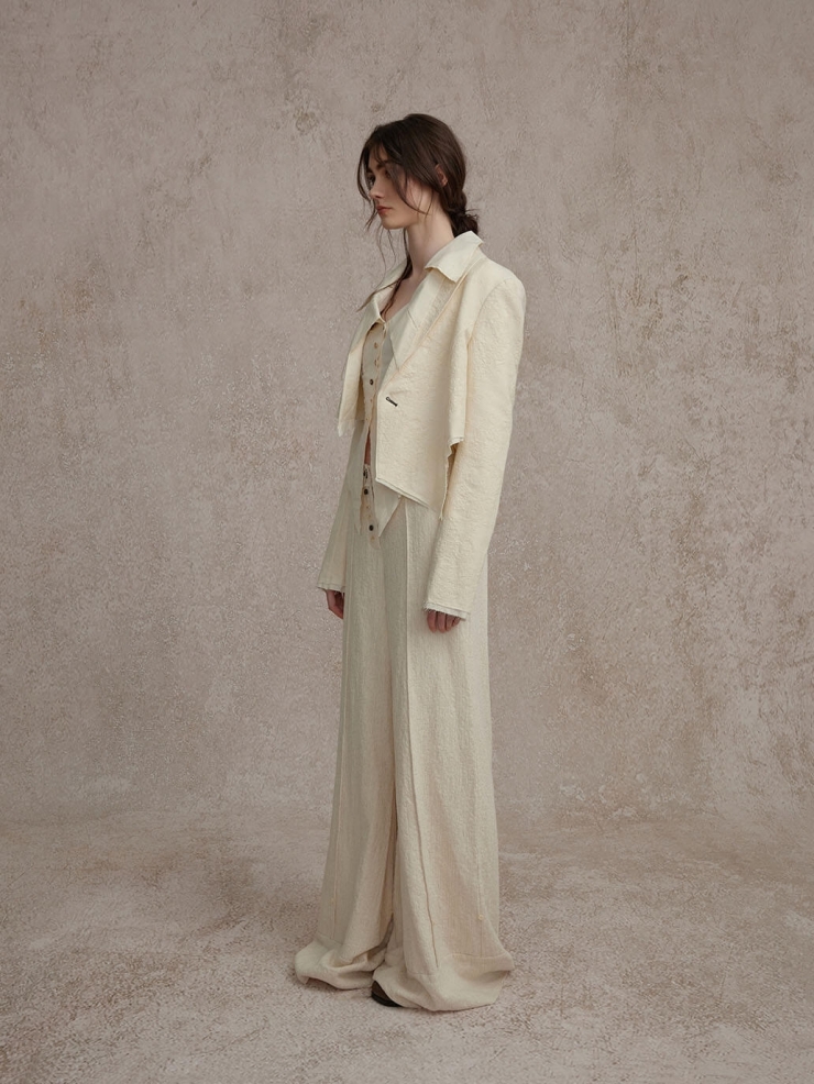 White Split Shaped Collar Jacket
