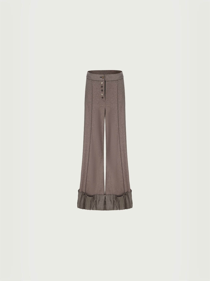 Brown Wool Button Down Trousers