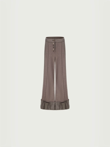 Brown Wool Button Down Trousers