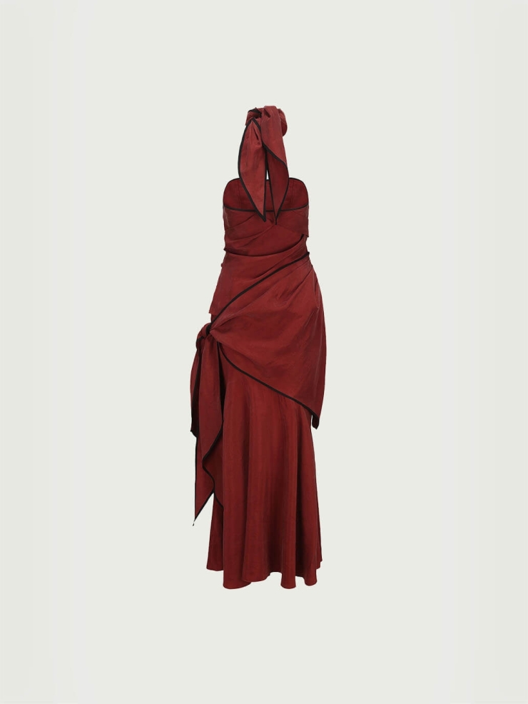 Red Twisted Tie Tube Top Dress