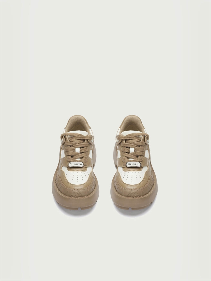 Brown and White Dreamcore Knight Rose Embossed Skate Shoes