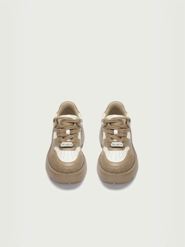Brown and White Dreamcore Knight Rose Embossed Skate Shoes
