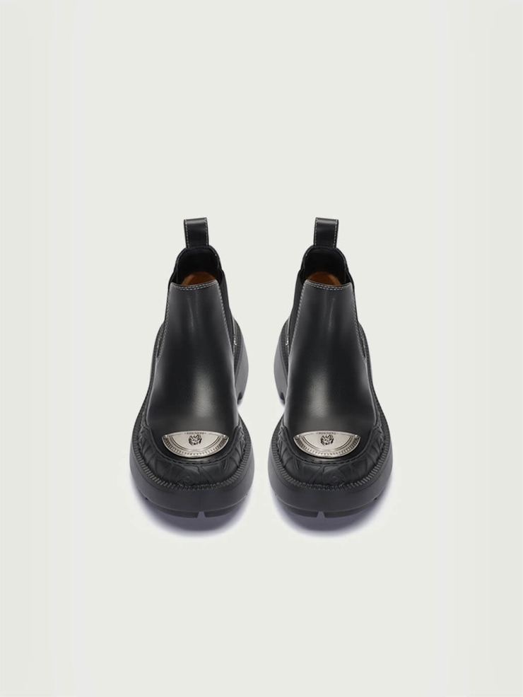 Black Dreamcore Knight Rose Embossed Chelsea Boots