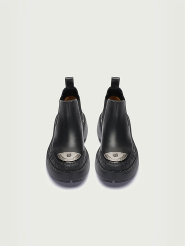 Black Dreamcore Knight Rose Embossed Chelsea Boots