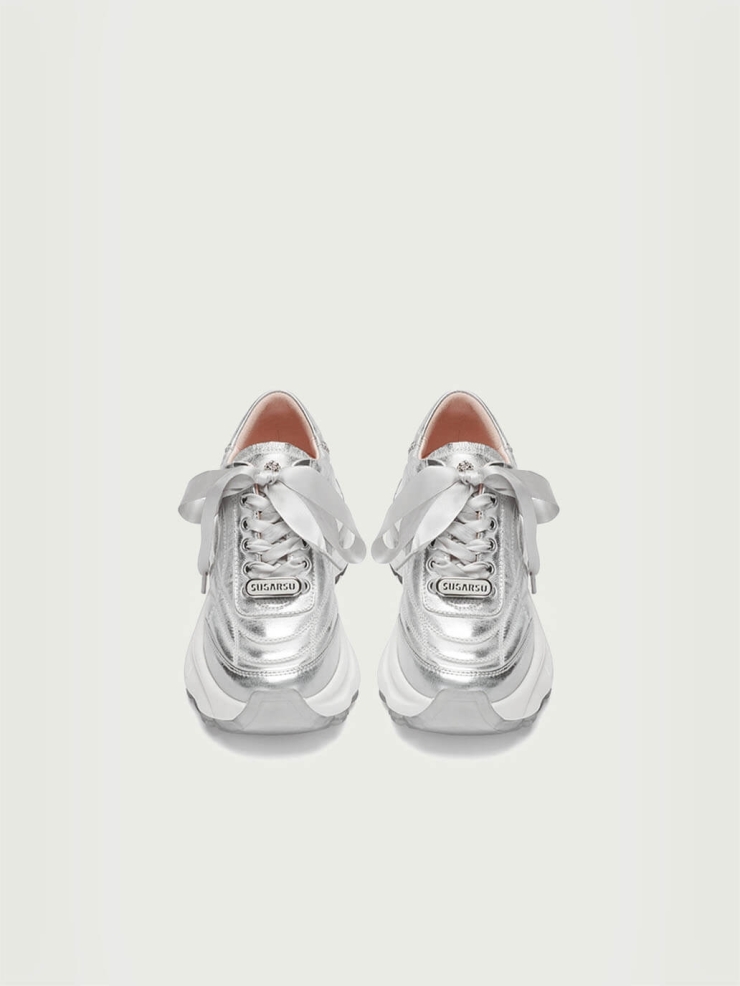 Silver Dreamcore Angel German Trainer Platform Sneakers