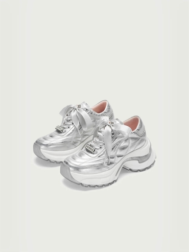 Silver Dreamcore Angel German Trainer Platform Sneakers