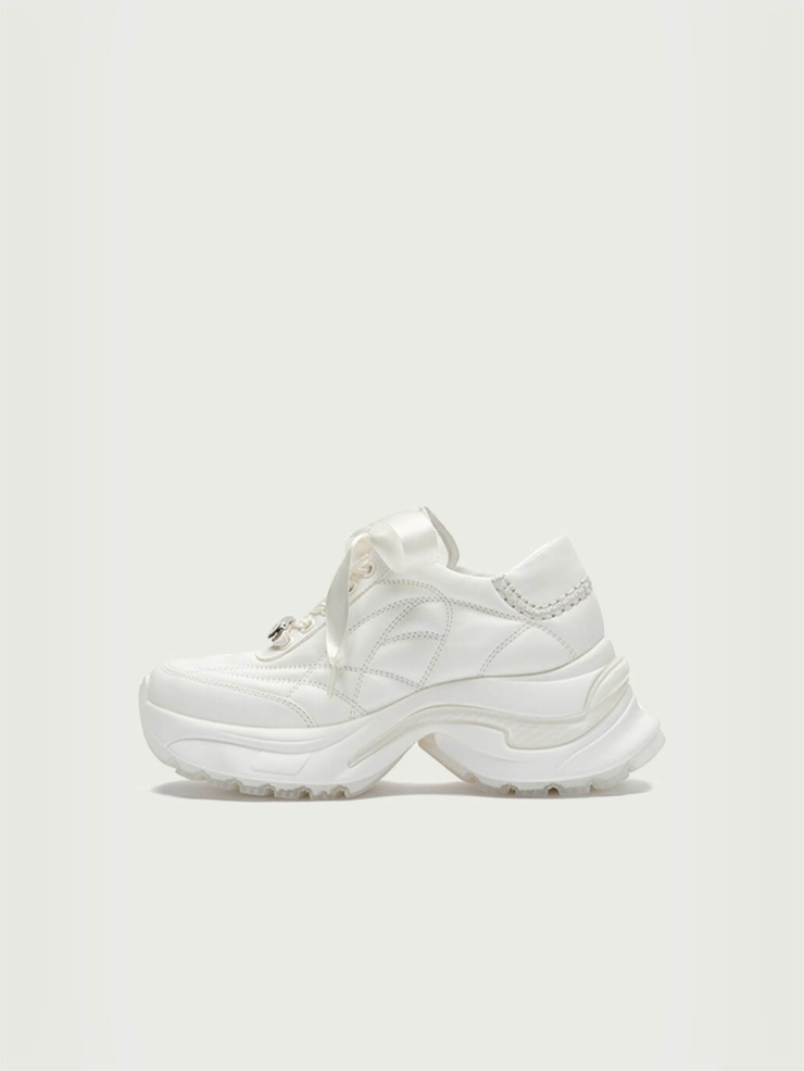 White Dreamcore Angel German Trainer Platform Sneakers