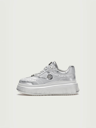 Silver Dreamcore Knights Collection Retro Scuff Color Platform German Trainer