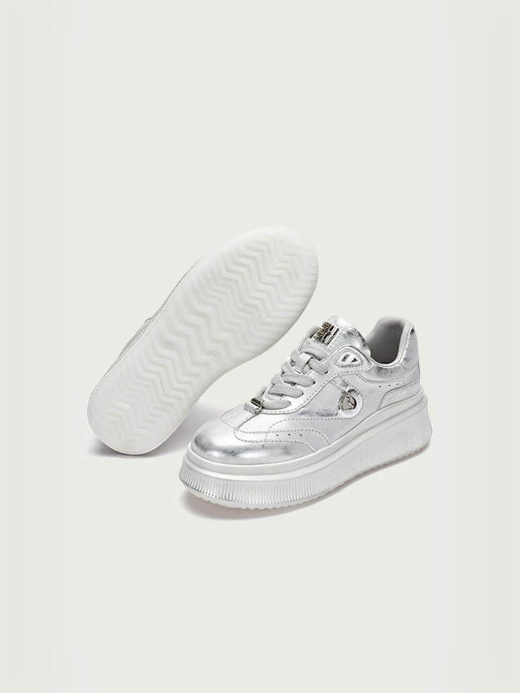 Silver Dreamcore Knights Collection Retro Scuff Color Platform German Trainer