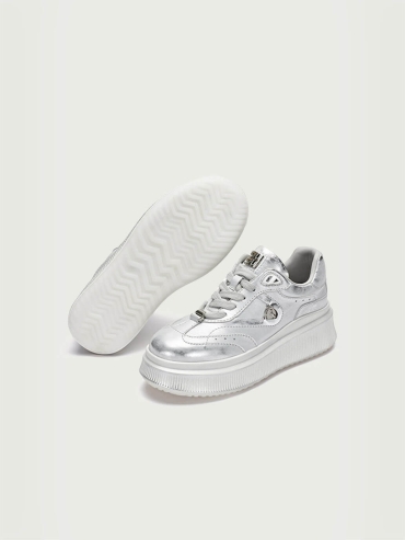 Silver Dreamcore Knights Collection Retro Scuff Color Platform German Trainer