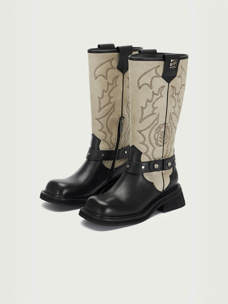 Black Dreamcore Knights Western Style Riding Boots