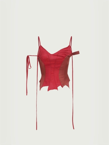 Red Strappy Patchwork Camisole Top