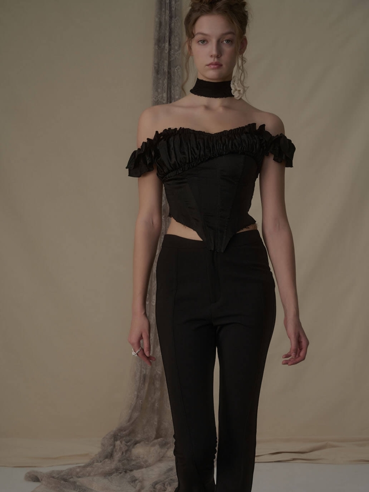Black split horseshoe trousers