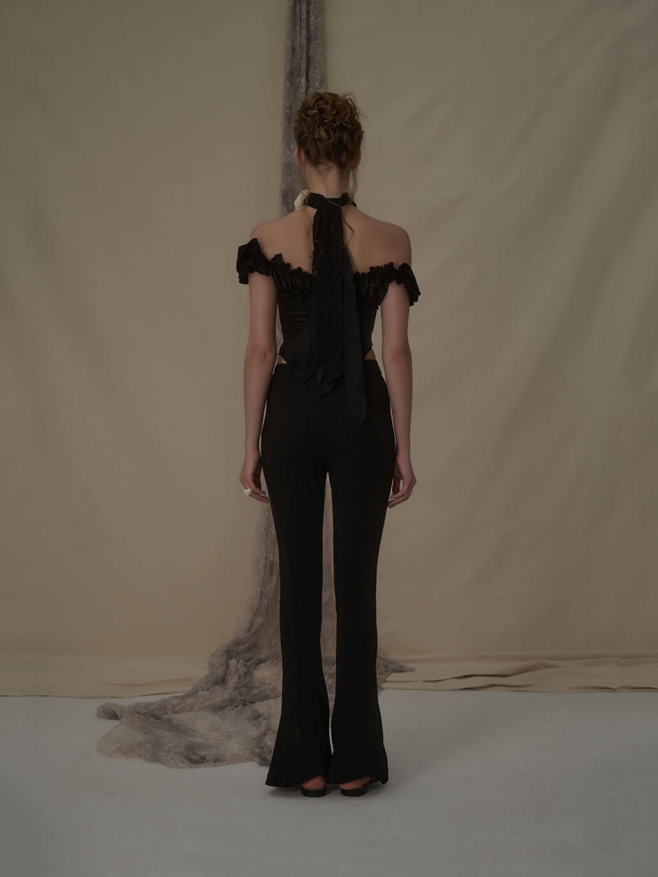 Black split horseshoe trousers