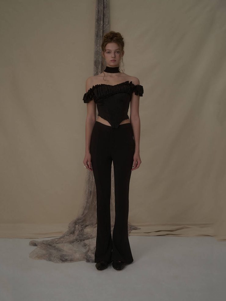 Black split horseshoe trousers