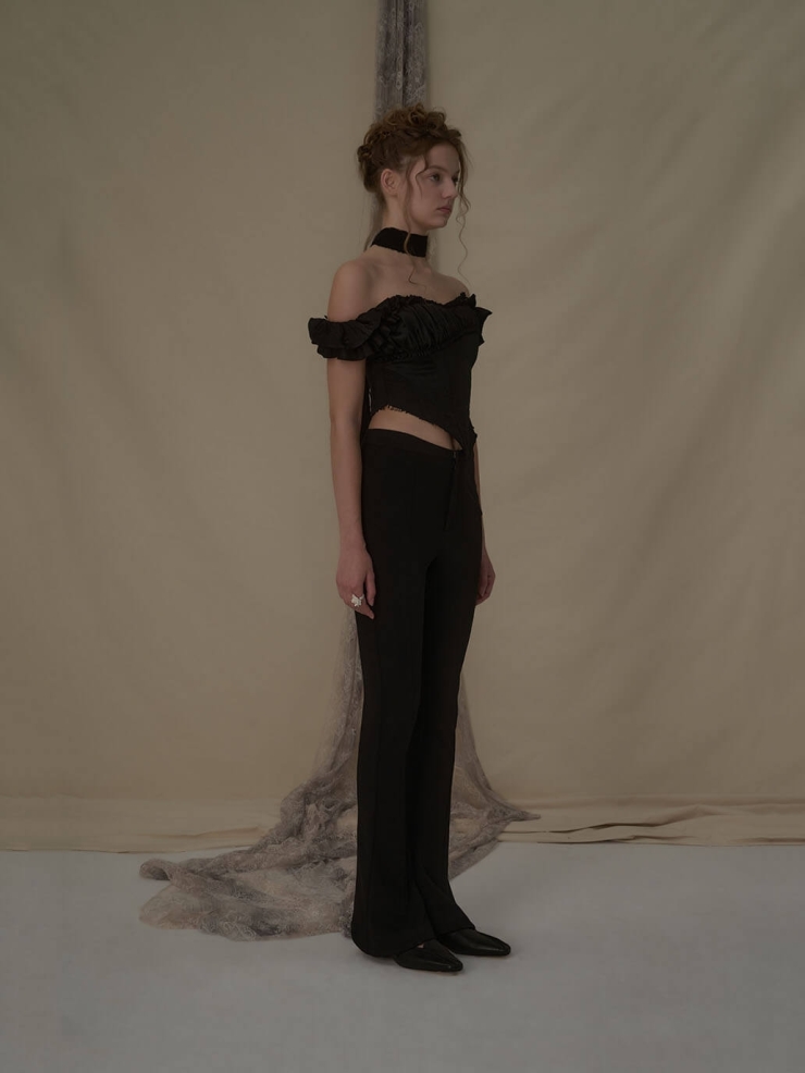 Black split horseshoe trousers