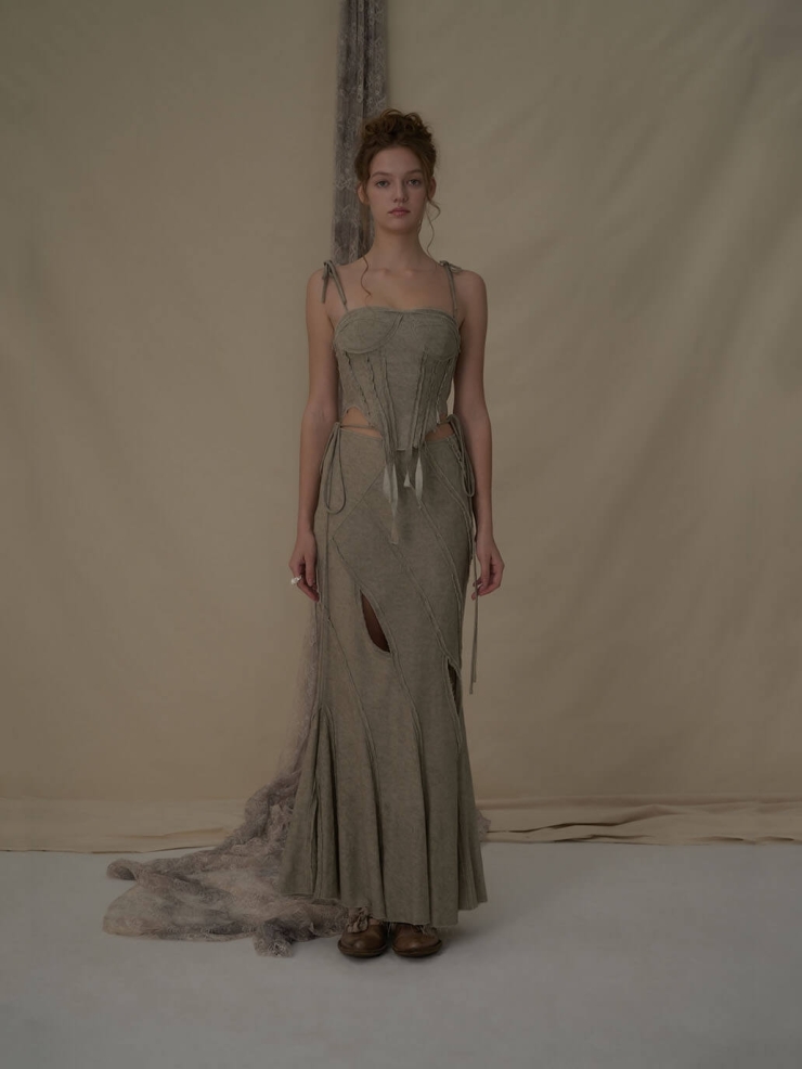 Seagrass deconstructed knot camisole top