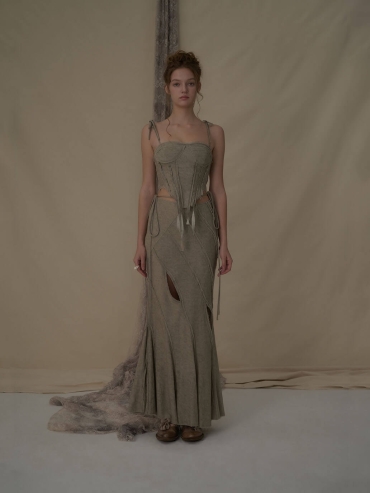 Seagrass deconstructed knot camisole top