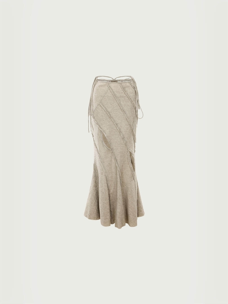 Seagrass striped split fishtail half skirt