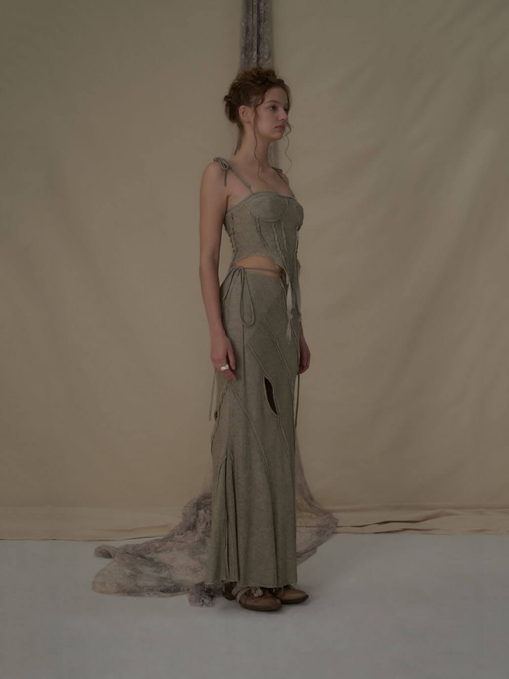 Seagrass striped split fishtail half skirt