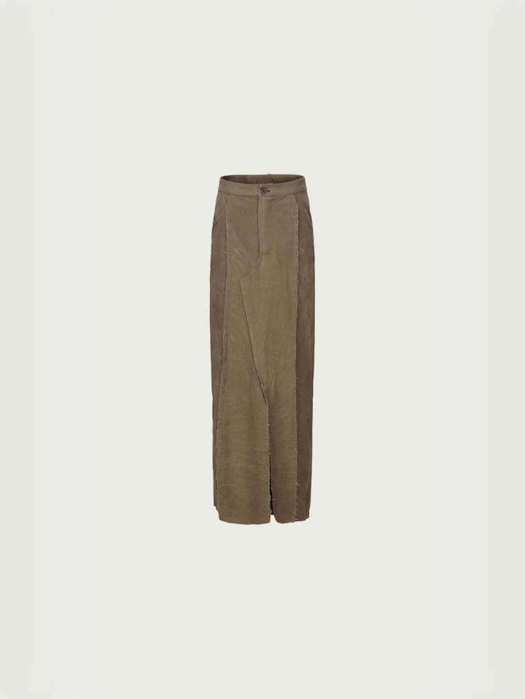 Green blended patchwork straight half skirt