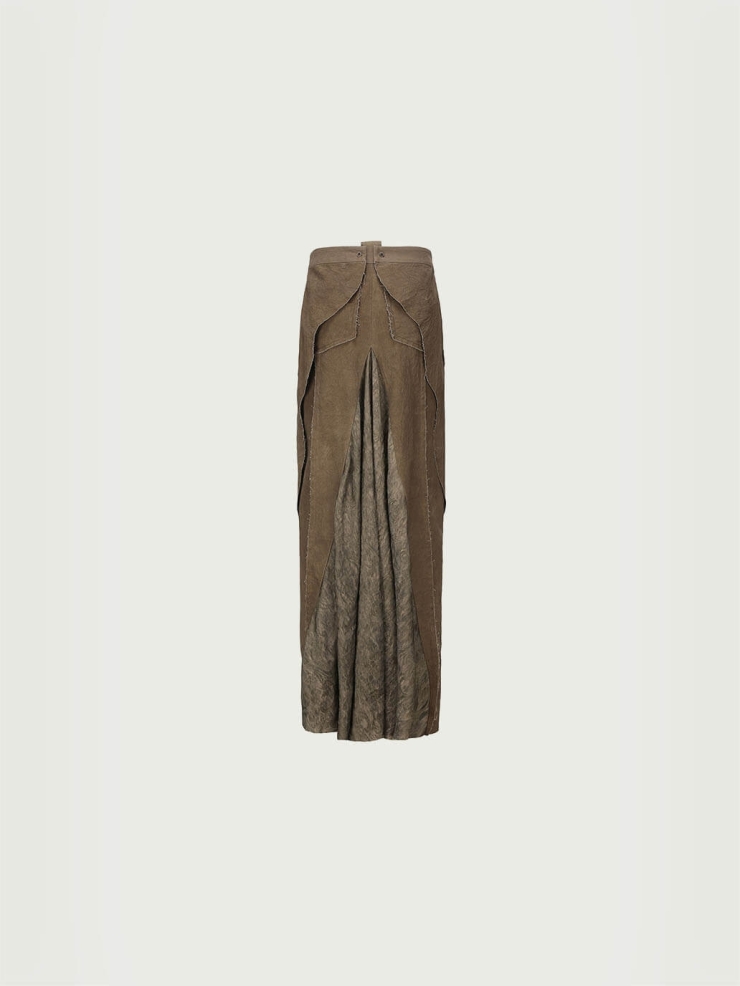 Green blended patchwork straight half skirt