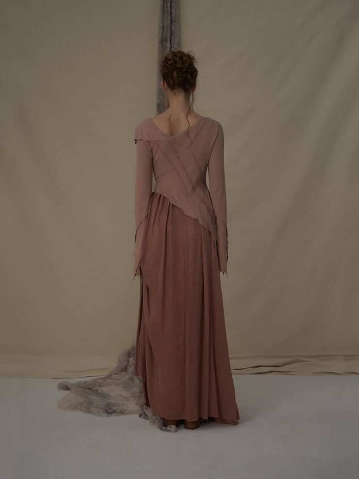 Pink asymmetrical split top