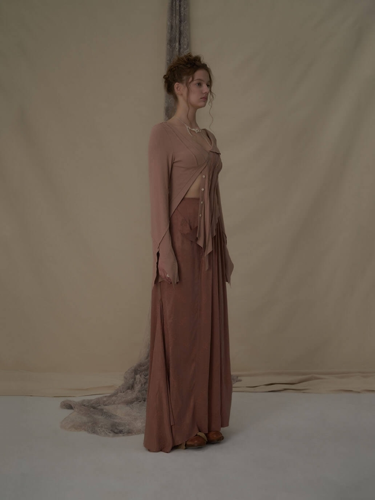 Pink asymmetrical split top