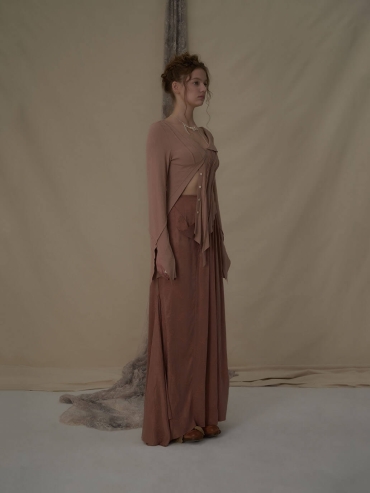 Pink asymmetrical split top