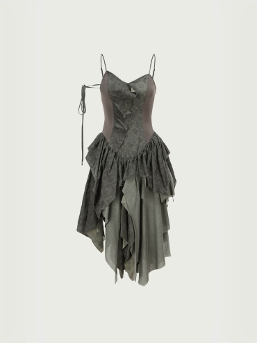 Sage green spliced camisole dress