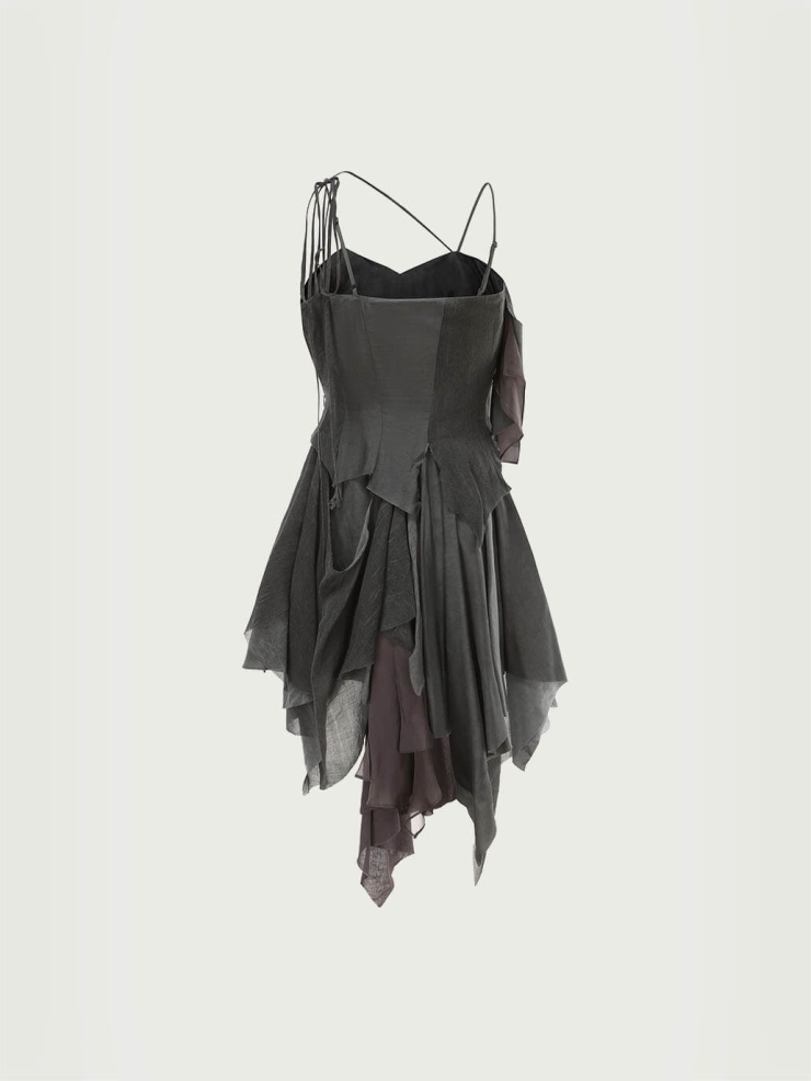 Gray-purple tie-waist mini dress