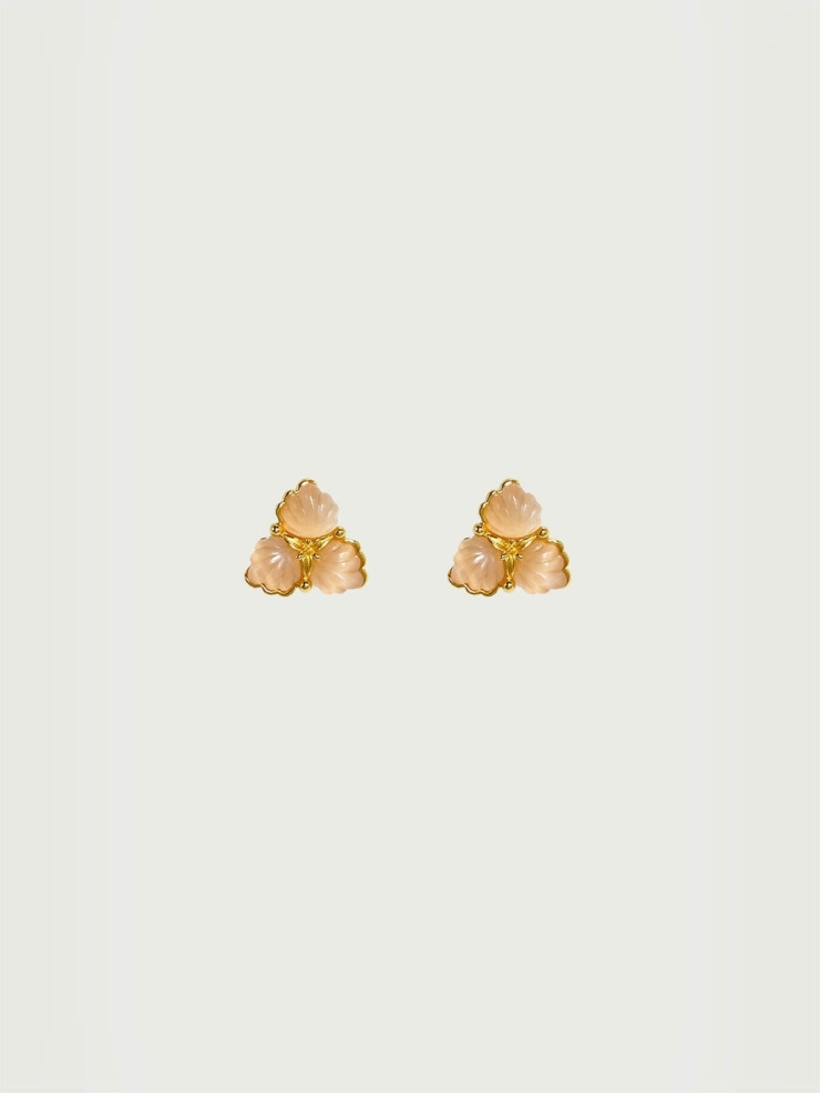 Champagne three-flower earrings