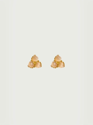 Champagne three-flower earrings