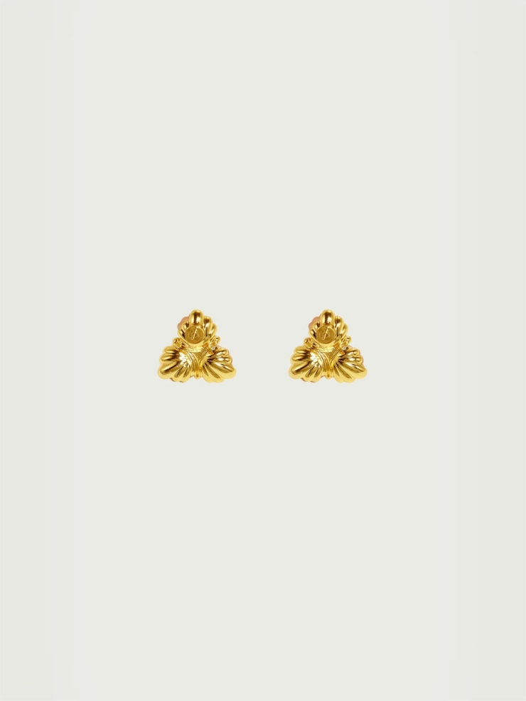 Champagne three-flower earrings