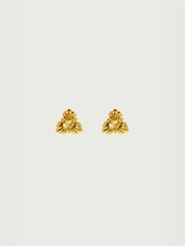 Champagne three-flower earrings