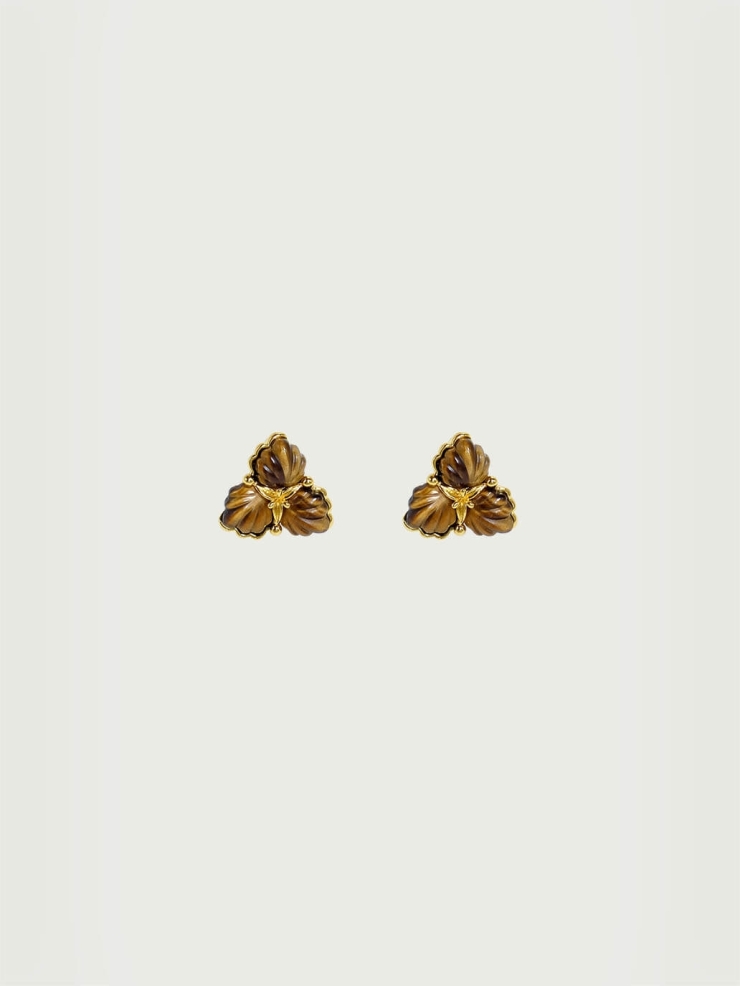 Amber three-flower earrings