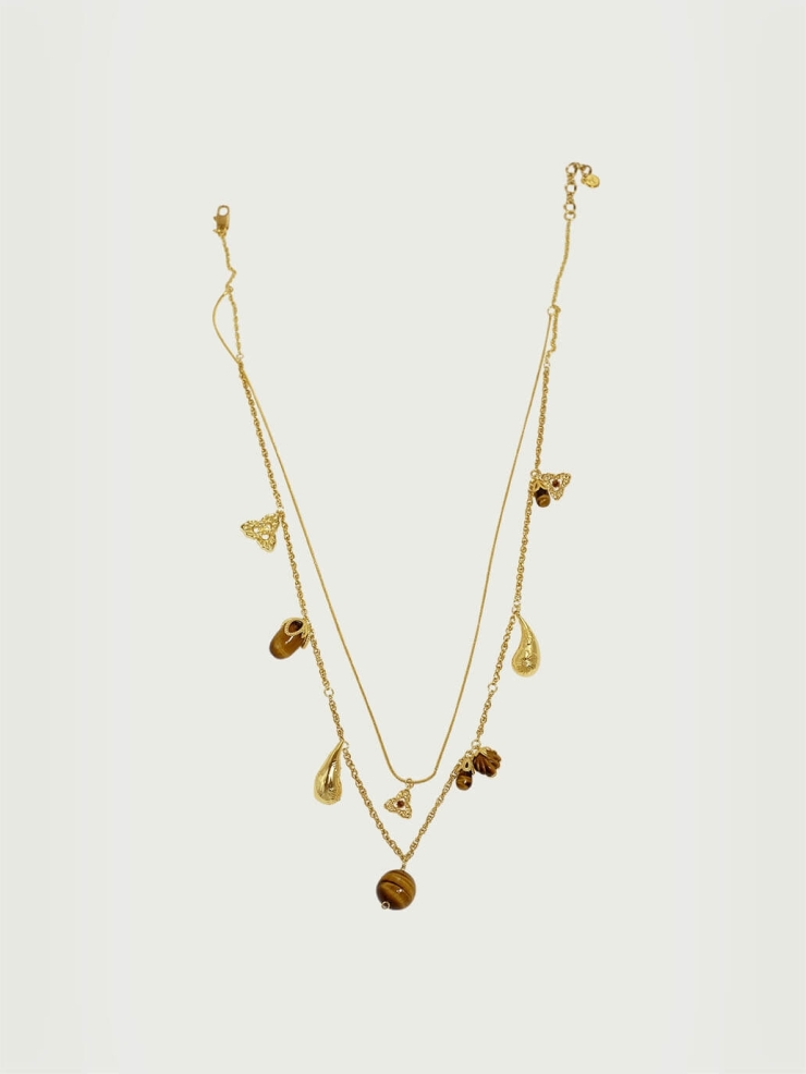 Amber double-layer necklace