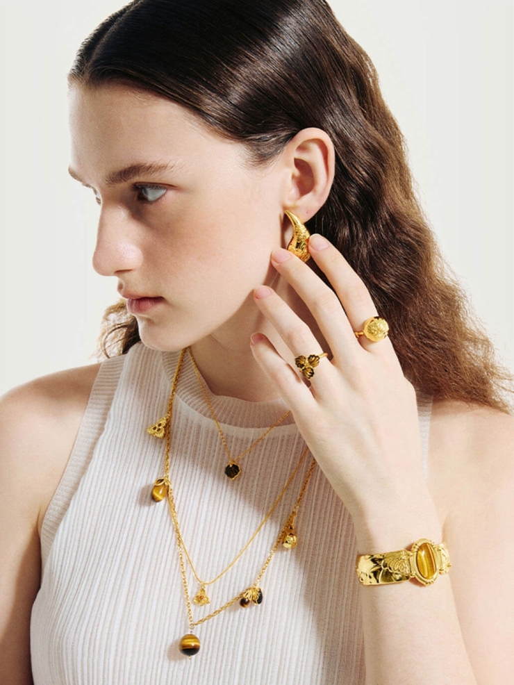 Amber double-layer necklace