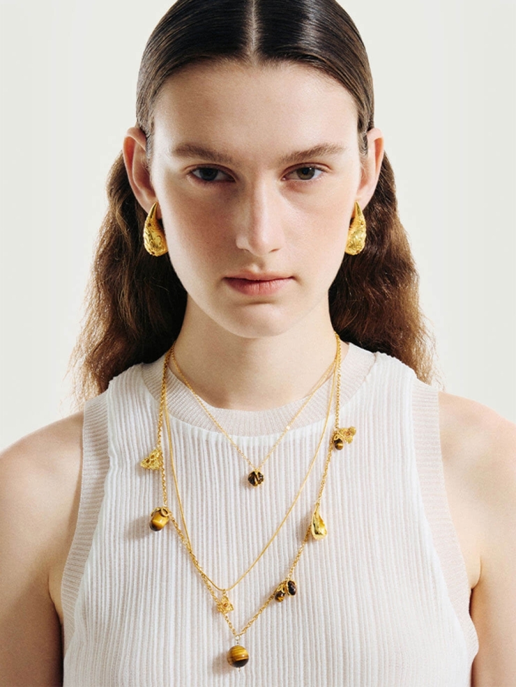 Amber double-layer necklace