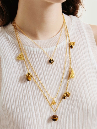 Amber double-layer necklace