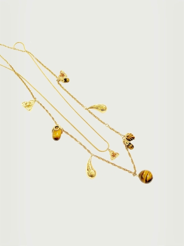 Amber double-layer necklace