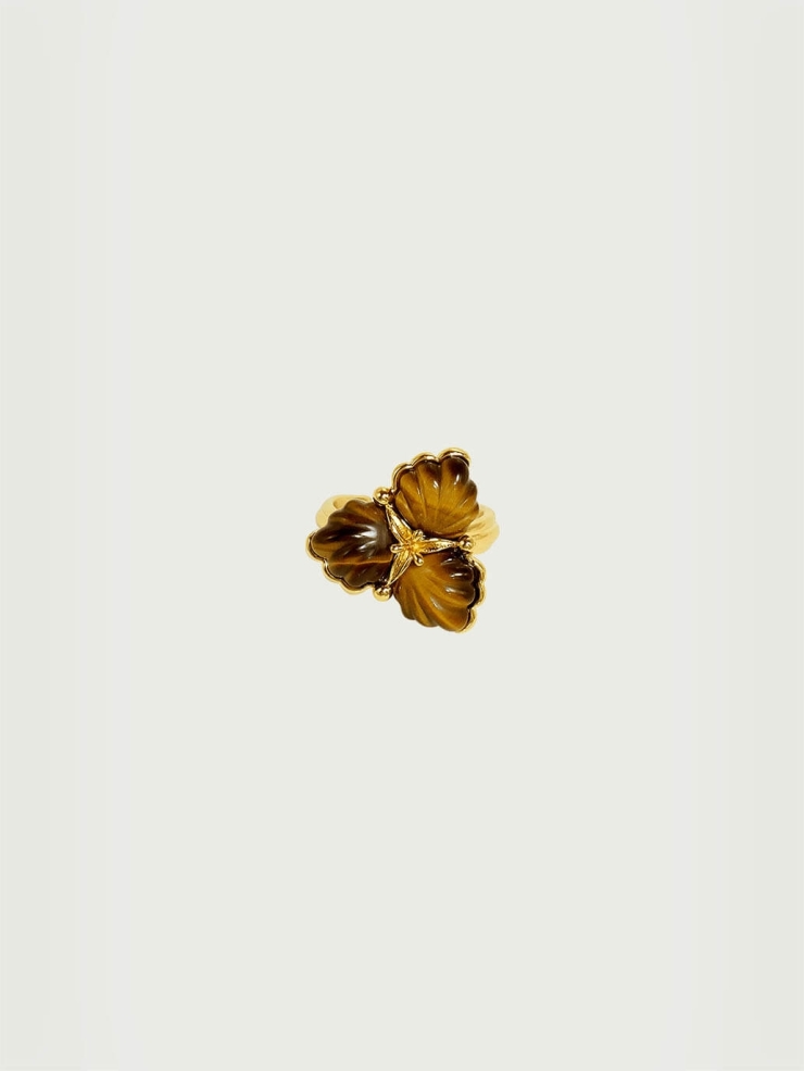 Amber three-flower ring