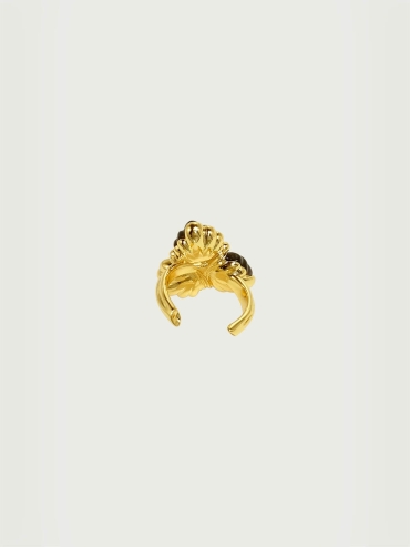 Amber three-flower ring