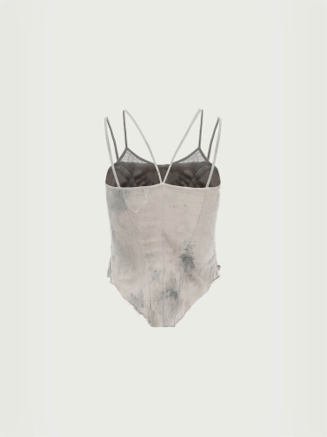 Plant dyed lace stretch camisole top