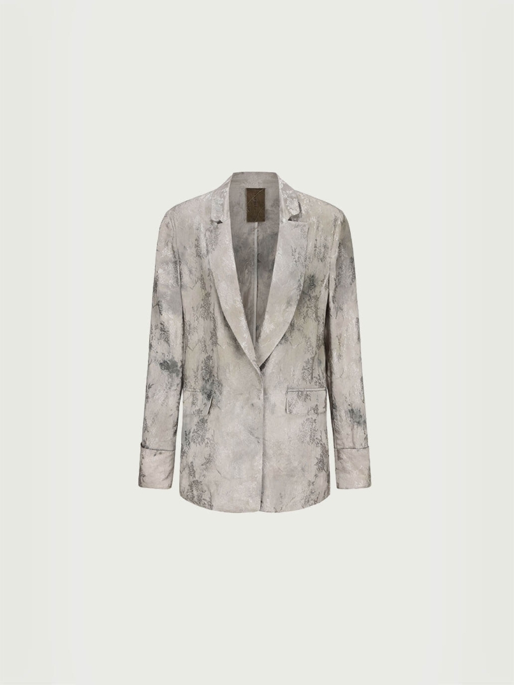 Grey silk blend jacquard blazer