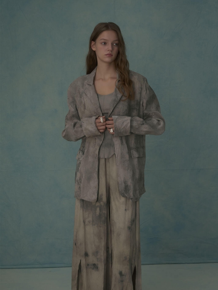 Grey silk blend jacquard blazer