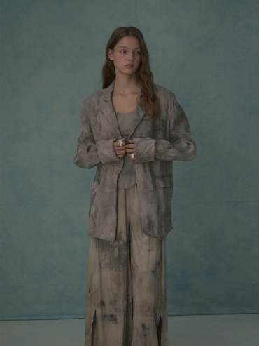 Grey silk blend jacquard blazer