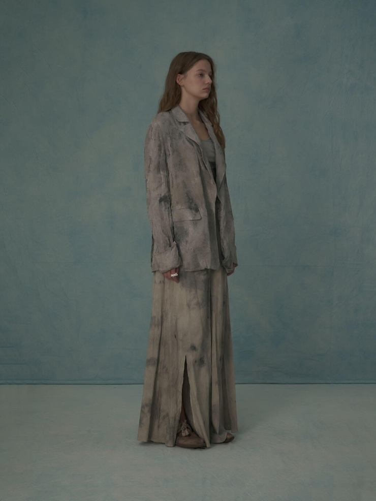 Grey silk blend jacquard blazer