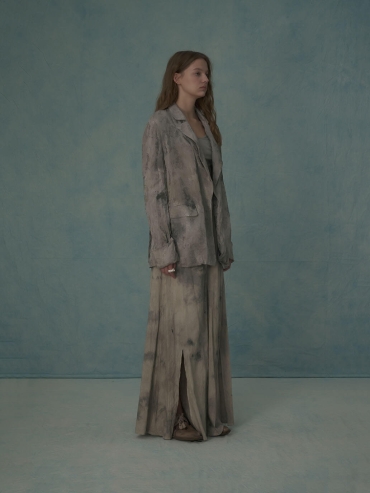 Grey silk blend jacquard blazer
