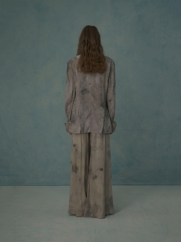 Grey silk blend jacquard blazer
